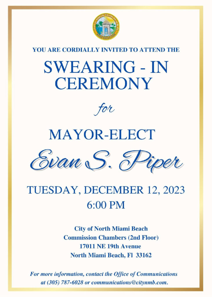 Swearing-In Ceremony for Mayor-Elect Evan S. Piper – VotersOpinion.com